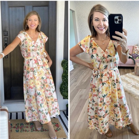 Maurice’s New Cool Crepe Floral Flutter Sleeve Wrap Midi Dress (XS) - Picture 1 of 4